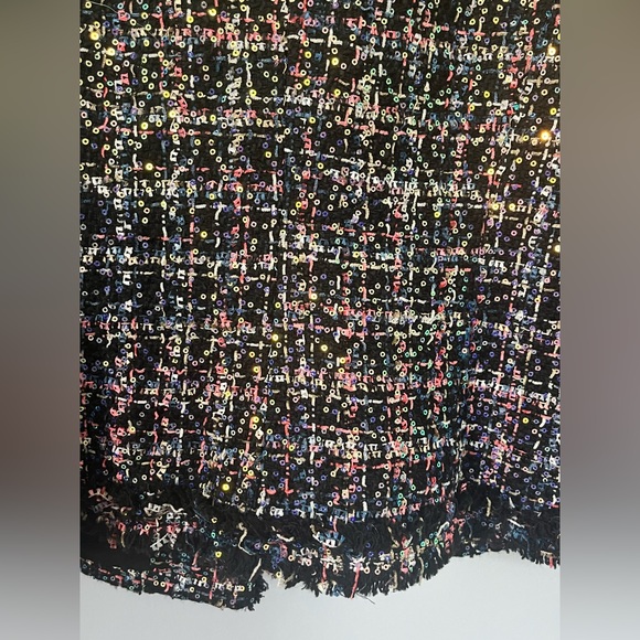Boston Proper Tweed Open Front Jacket Colorful Sequins Women’s Size 10 NEW - Picture 11 of 15